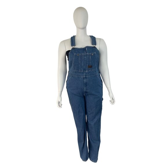 Walls Womens Blue Denim Overalls Relaxed Fit Adjustable Straps Workwear Sz 40x34 - Picture 2 of 13